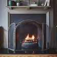 Pewter Curved Surround Fire Screen H79.5cm W130cm Luxury Home Decor Garden & Outdoor And Gifts