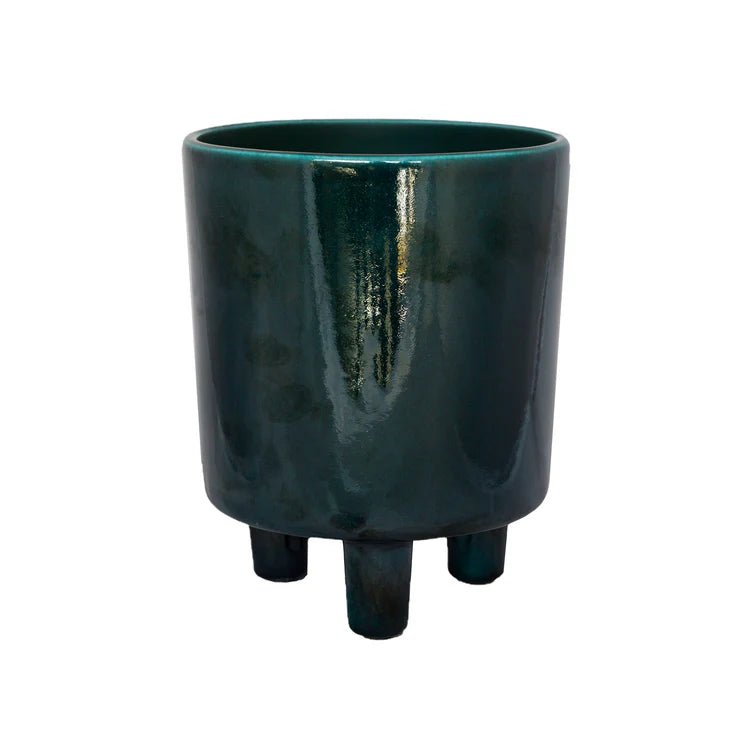 Pisa Small Indoor Planter w/Legs Emerald Ceramic - Premium Glaze, Waterproof, UV Stable Quality Home Decor Garden & Outdoor Living and Gifts