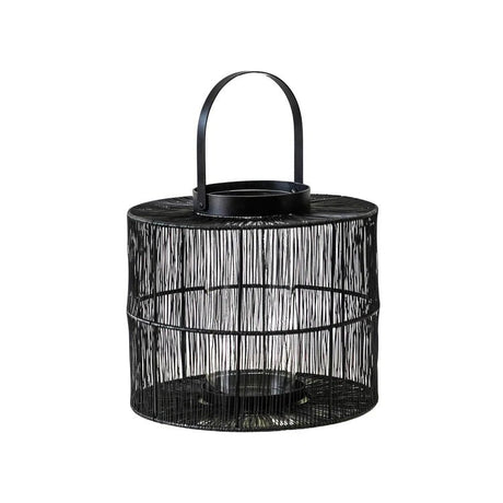 Portofino Small Outdoor Garden Black Wirework Lantern w/ Glass Insert - Perfect Centrepiece Quality Home Decor Garden & Outdoor Living and Gifts
