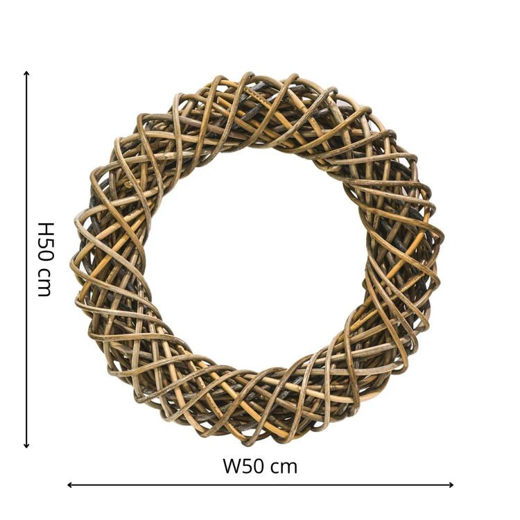 Rattan Christmas Wreath Natural & Brown - Large Quality Home Decor Garden & Outdoor Living and Gifts