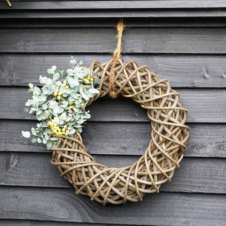 Rattan Christmas Wreath Natural & Brown - Small Quality Home Decor Garden & Outdoor Living and Gifts