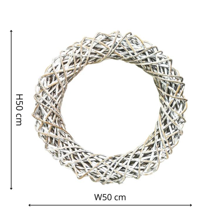 Rattan Christmas Wreath White Wash - Large Quality Home Decor Garden & Outdoor Living and Gifts