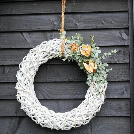 Rattan Christmas Wreath White Wash - Large Quality Home Decor Garden & Outdoor Living and Gifts