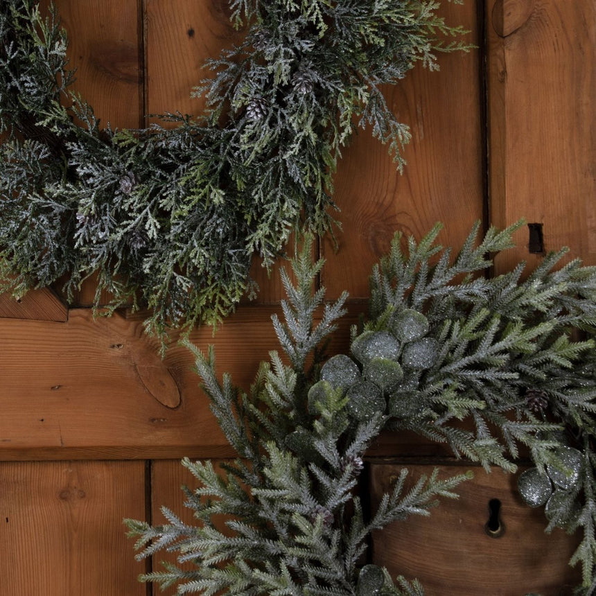 Realistic Artificial Frosted Pine Wreath With Pinecones Luxury Home Decor Garden & Outdoor And Gifts