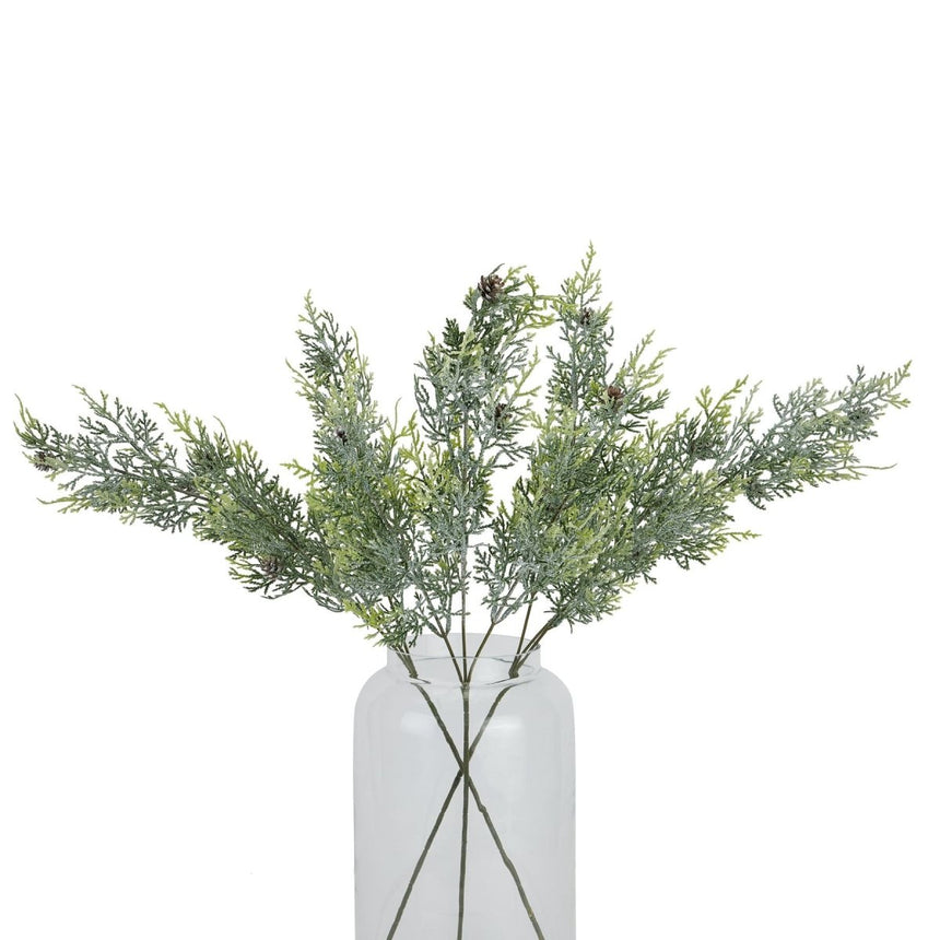 Realistic Festive Frosty Pine - Artificial Flower Single Stem Luxury Home Decor Garden & Outdoor And Gifts