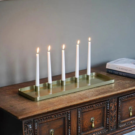 Rectangle Candle Tray Centerpiece Champagne Gold - Magnetic Holders, Handfinished, Perfect Gift Quality Home Decor Garden & Outdoor Living and Gifts