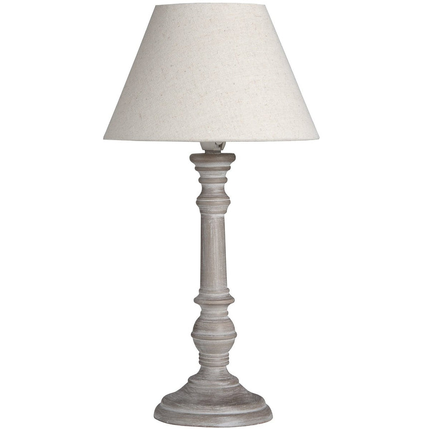 Rustic Handcrafted Wooden Table Lamp & Light Linen Shade - Stylish Table Lamps UK Luxury Home Decor Garden & Outdoor And Gifts