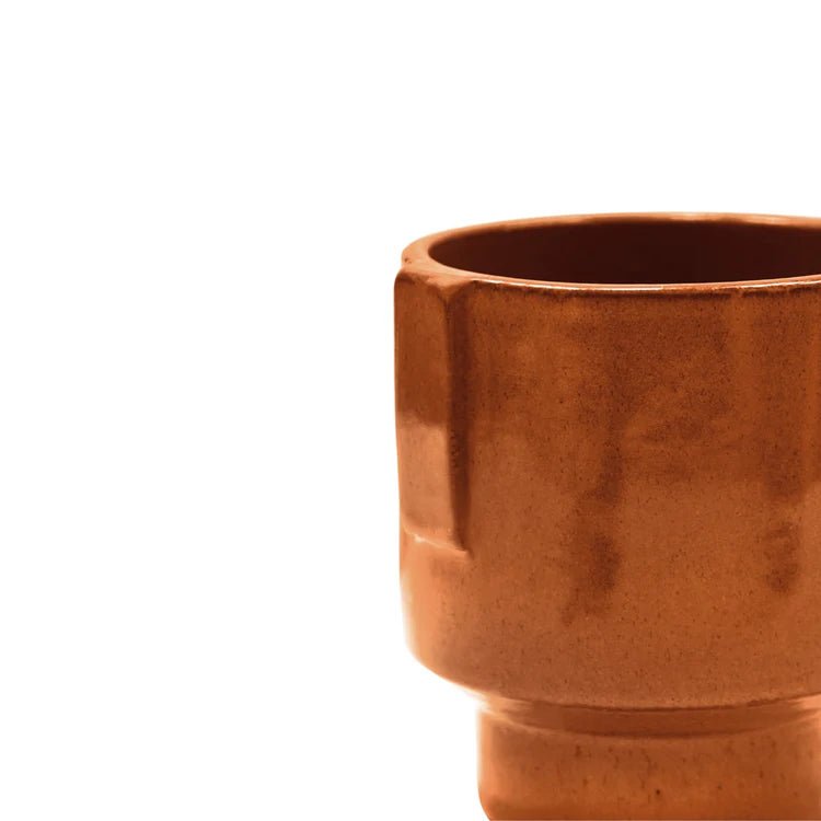 Rusty Brown Stoneware Indoor Planter - Glazed Handles Luxury Home Decor Garden & Outdoor And Gifts