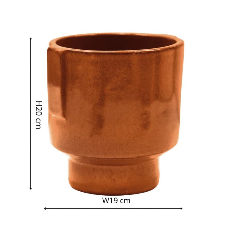 Rusty Brown Stoneware Indoor Planter - Glazed Handles Luxury Home Decor Garden & Outdoor And Gifts