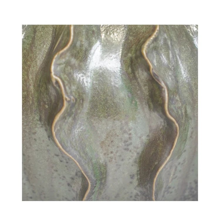 Scarlet Coral Reef Large Indoor Planter Green Ceramic - Wave - Like Texture, Pearlescent Glaze Quality Home Decor Garden & Outdoor Living and Gifts