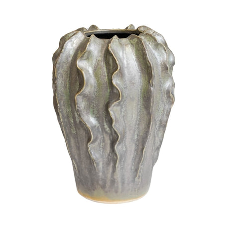Scarlet Coral Reef Vase Green Ceramic - Coastal Interior Style, Shimmering Effect, Waterproof Quality Home Decor Garden & Outdoor Living and Gifts