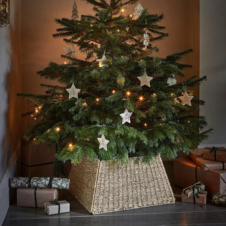 Seagrass Christmas Tree Skirt Square - Foldable, Natural Brown Quality Home Decor Garden & Outdoor Living and Gifts