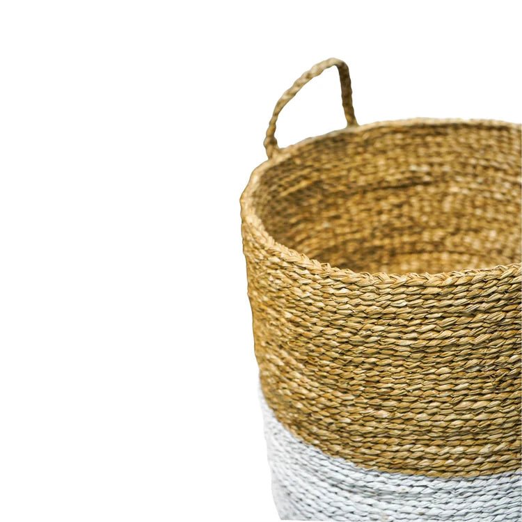 Seagrass Log & Kindling Basket, White, Set of 2 Luxury Home Decor Garden & Outdoor And Gifts