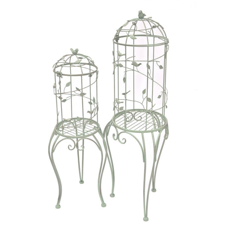 Set of 2 Birdcage Planters With Stands - Garden Occasional Tables - Green Quality Home Decor Garden & Outdoor Living and Gifts