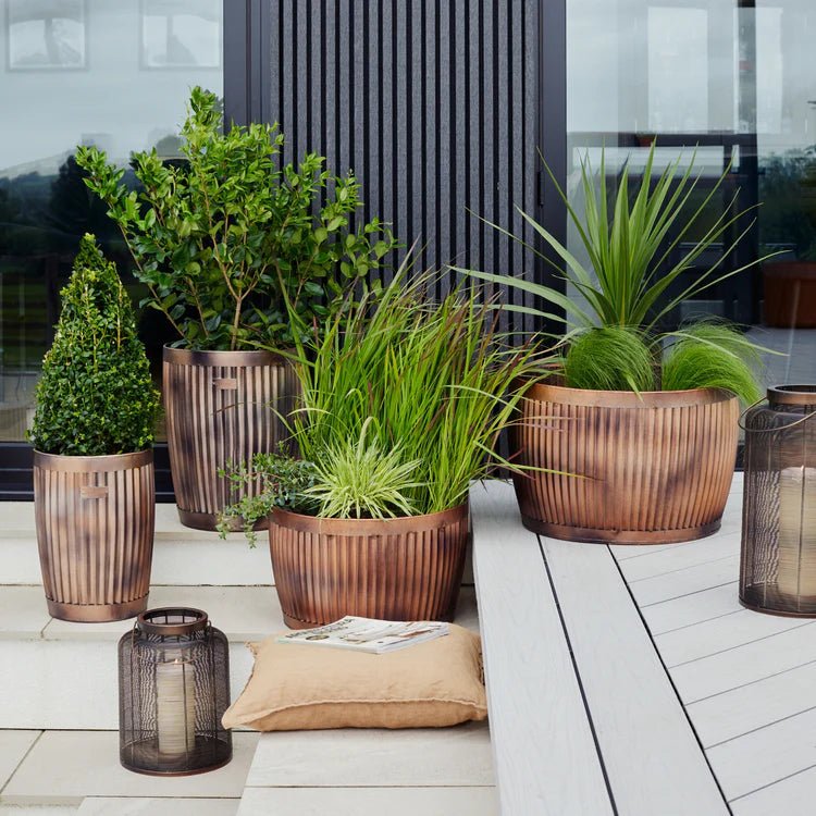Set of 2 Hampton Outdoor Bowl Planters Copper Finish - Inspired by Hampton Court Palace Gardens Quality Home Decor Garden & Outdoor Living and Gifts