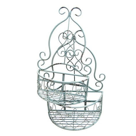 Set of 2 Outdoor Planter Wall Baskets - Siecle Style - Antique Blue Rust Finish Quality Home Decor Garden & Outdoor Living and Gifts