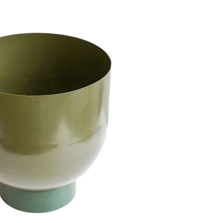 Set of 2 Terracotta Lime Green Metallic Houseplant Pots Luxury Home Decor Garden & Outdoor And Gifts