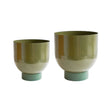 Set of 2 Terracotta Lime Green Metallic Houseplant Pots Luxury Home Decor Garden & Outdoor And Gifts