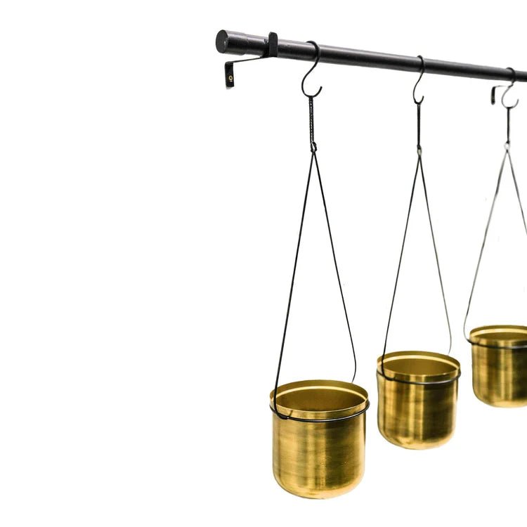 Set of 3 Linear Gold Finish Indoor Hanging Planters Luxury Home Decor Garden & Outdoor And Gifts