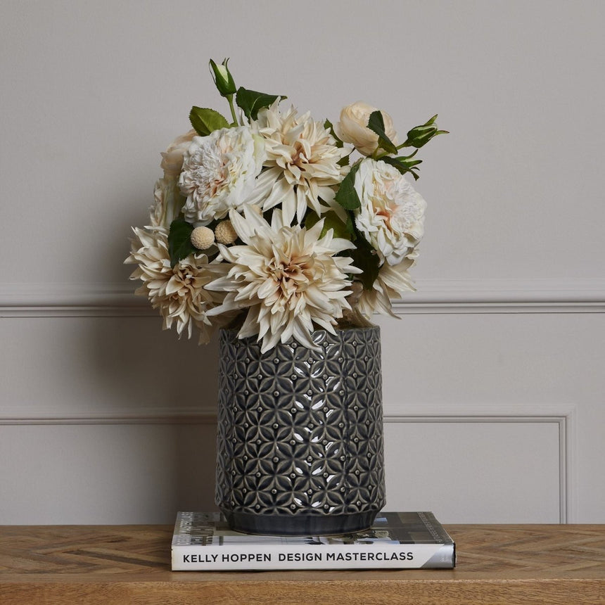 Seville Collection Grey Tones Lebes Squat Vase - Decorative Ceramic Vases UK Luxury Home Decor Garden & Outdoor And Gifts