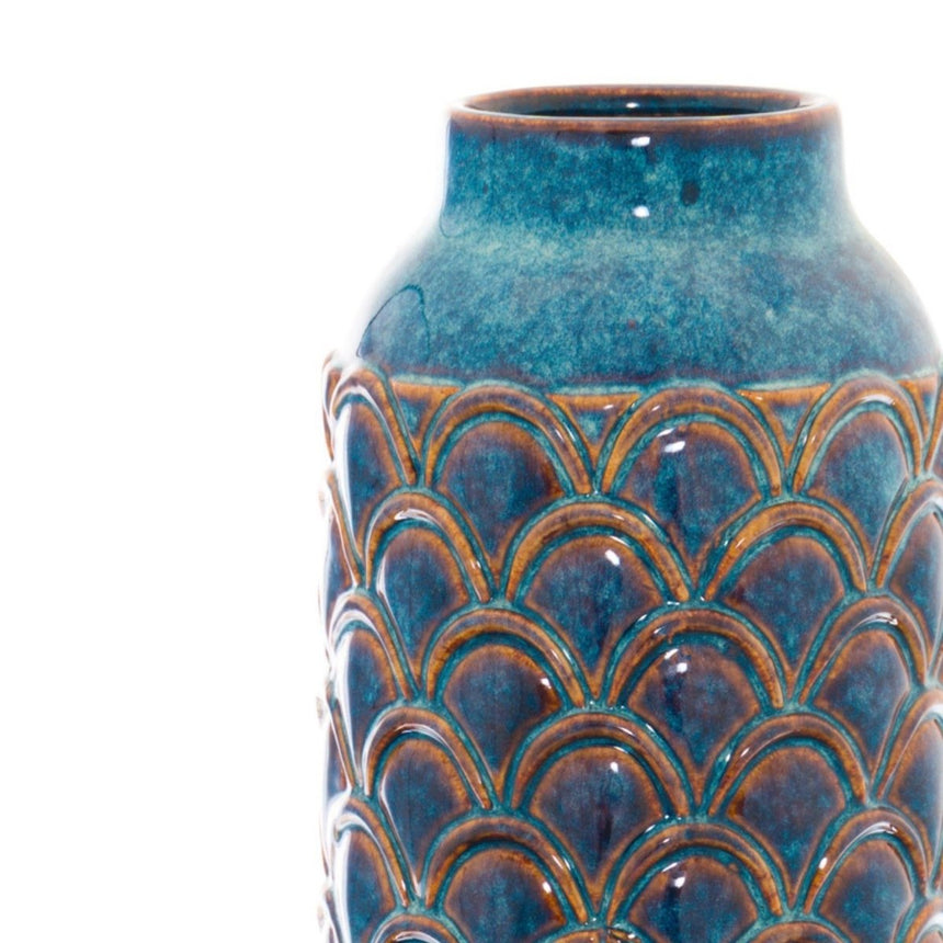Seville Collection Large Indigo Scalloped Vase - Decorative Ceramic Vases UK Luxury Home Decor Garden & Outdoor And Gifts