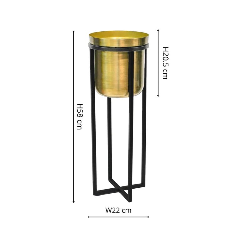 Small Antique Gold Indoor Planter Stand - Black Frame Luxury Home Decor Garden & Outdoor And Gifts