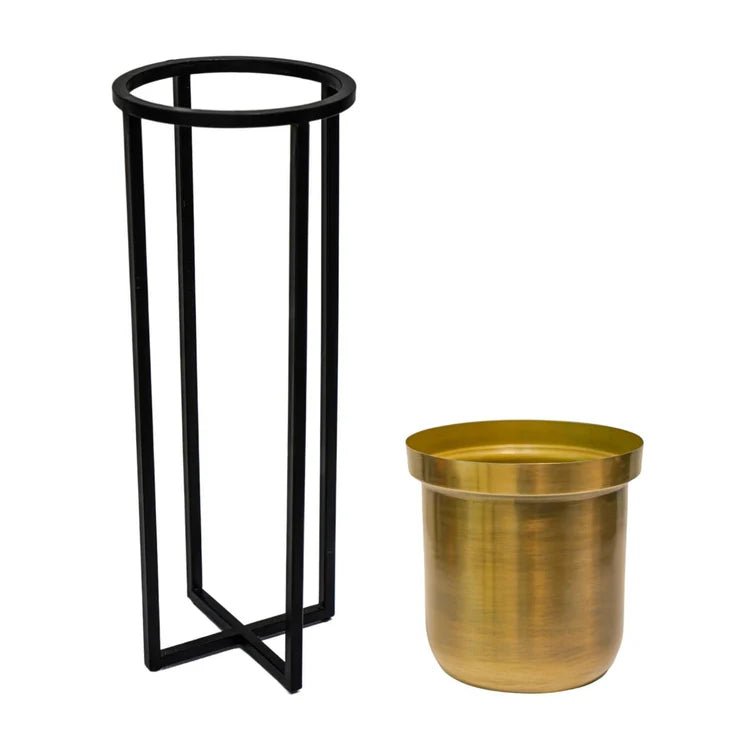 Small Antique Gold Indoor Planter Stand - Black Frame Luxury Home Decor Garden & Outdoor And Gifts