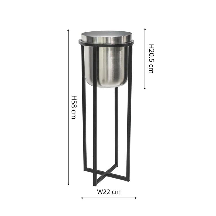 Small Antique Pewter Indoor Planter Stand - Black Frame Luxury Home Decor Garden & Outdoor And Gifts