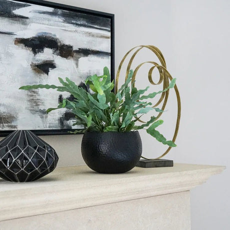 Small Black & Copper Hammered Bowl - Accent Piece and/or Waterproof Indoor Planter Luxury Home Decor Garden & Outdoor And Gifts