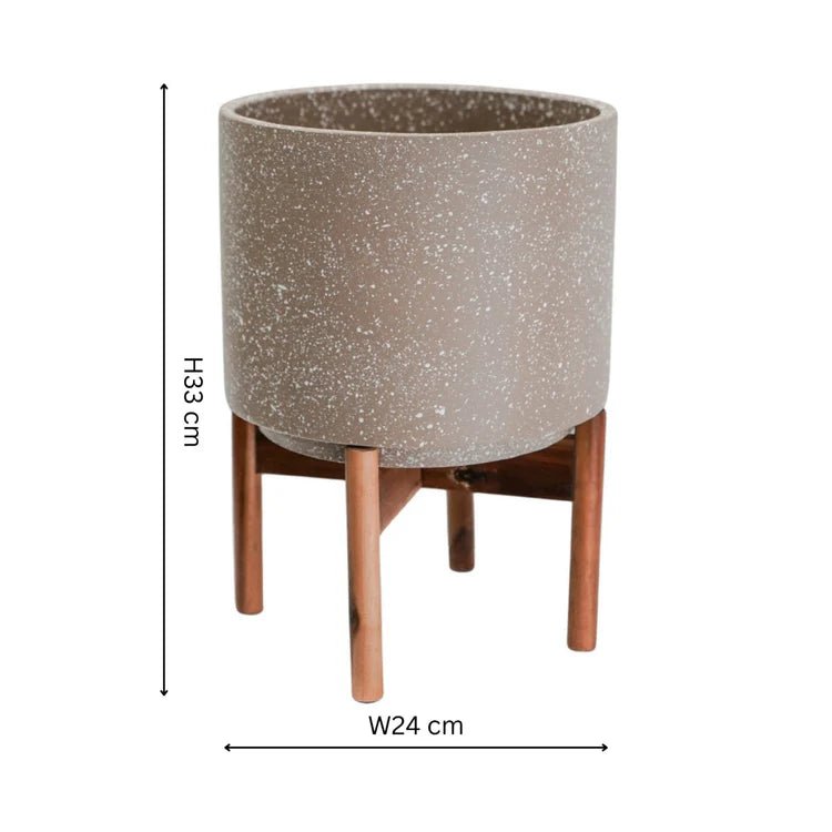 Small Caramel Brown Indoor Pot Plant Stand - Terrazzo Speckled Effect Luxury Home Decor Garden & Outdoor And Gifts