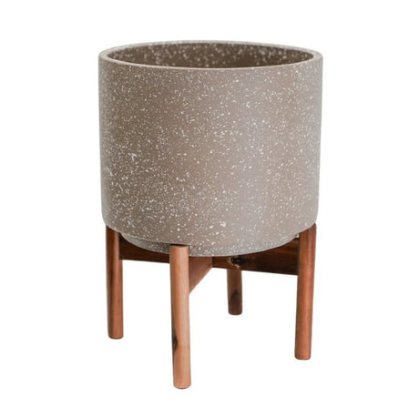 Small Caramel Brown Indoor Pot Plant Stand - Terrazzo Speckled Effect Luxury Home Decor Garden & Outdoor And Gifts