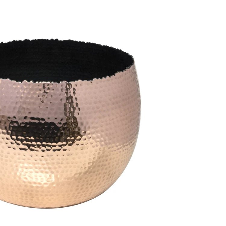 Small Copper & Black Hammered Bowl - Accent Piece and/or Waterproof Indoor Planter Luxury Home Decor Garden & Outdoor And Gifts