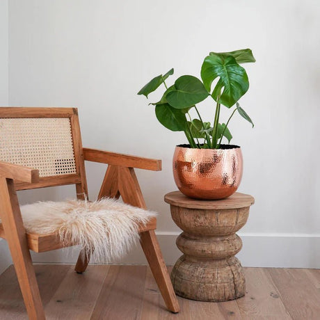 Small Copper & Black Hammered Bowl - Accent Piece and/or Waterproof Indoor Planter Luxury Home Decor Garden & Outdoor And Gifts