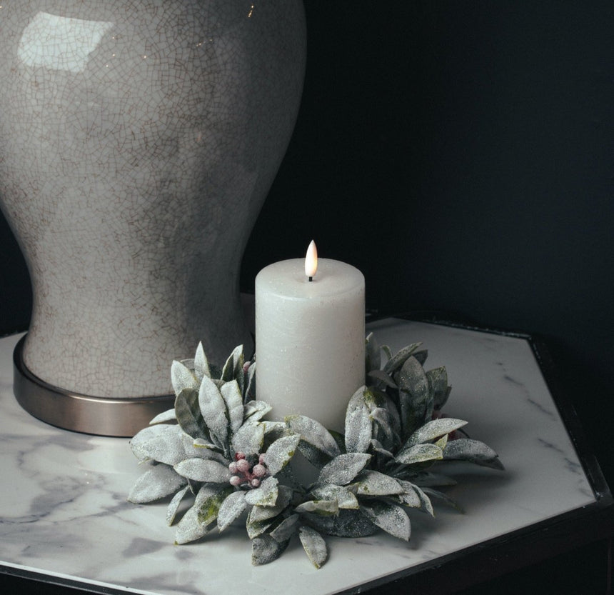 Small Frosted Candle Wreath Luxury Home Decor Garden & Outdoor And Gifts