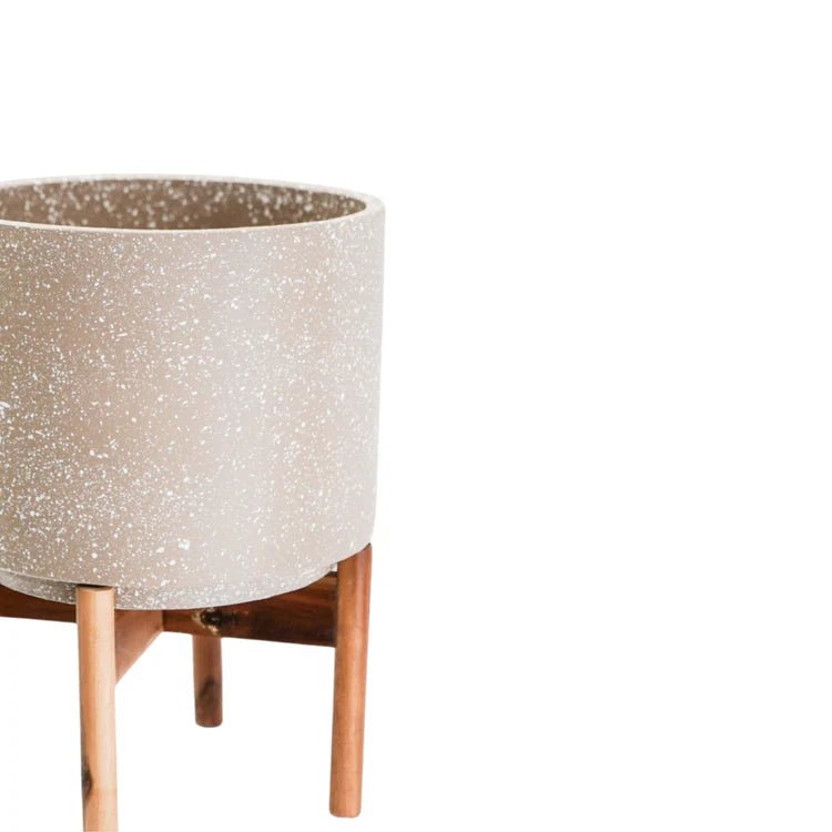 Small Ivory White Indoor Pot Plant Stand - Terrazzo Speckled Effect Luxury Home Decor Garden & Outdoor And Gifts