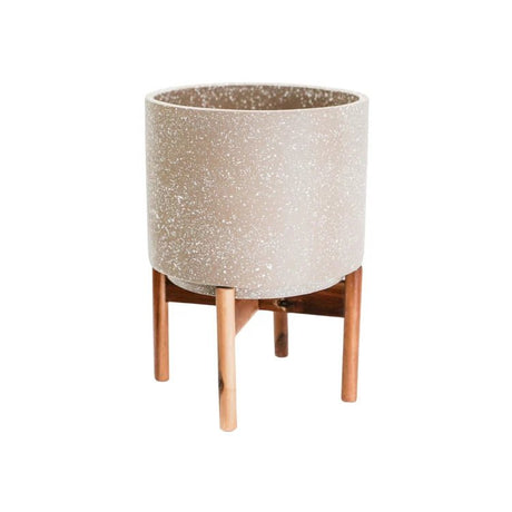 Small Ivory White Indoor Pot Plant Stand - Terrazzo Speckled Effect Luxury Home Decor Garden & Outdoor And Gifts