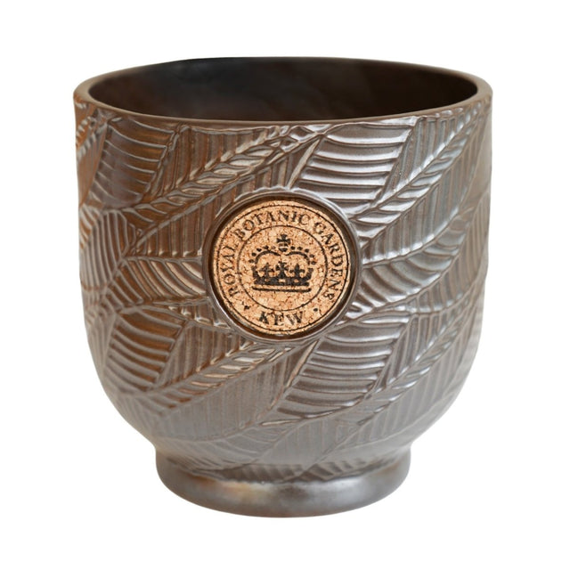 Small Kew Gardens Ceramic Leaf Inspired Charcoal / Dark Grey Indoor Planter Luxury Home Decor Garden & Outdoor And Gifts