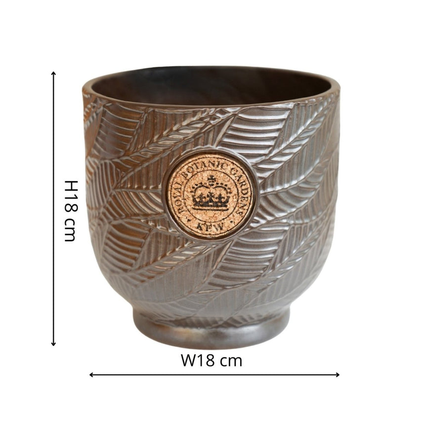 Small Kew Gardens Ceramic Leaf Inspired Charcoal / Dark Grey Indoor Planter Luxury Home Decor Garden & Outdoor And Gifts