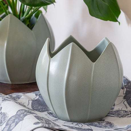 Small Whimsical Kew Gardens Ceramic Indoor Planter - Pistachio Green Luxury Home Decor Garden & Outdoor And Gifts