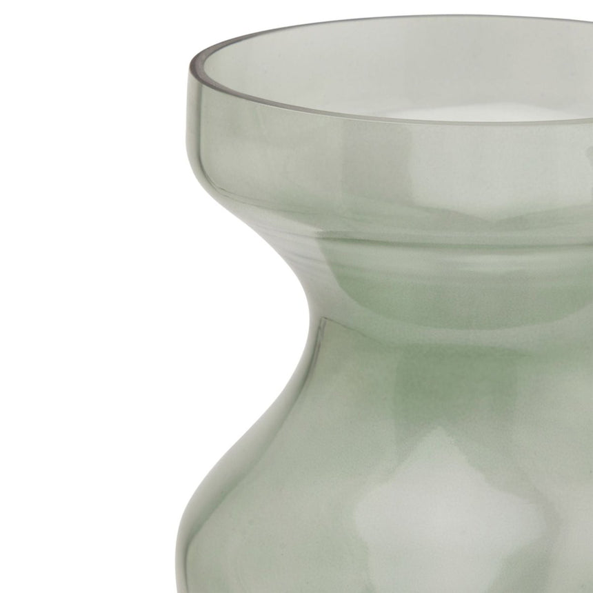 Smoked Sage Glass Fluted Vase - Glass Vases for Flowers UK Luxury Home Decor Garden & Outdoor And Gifts