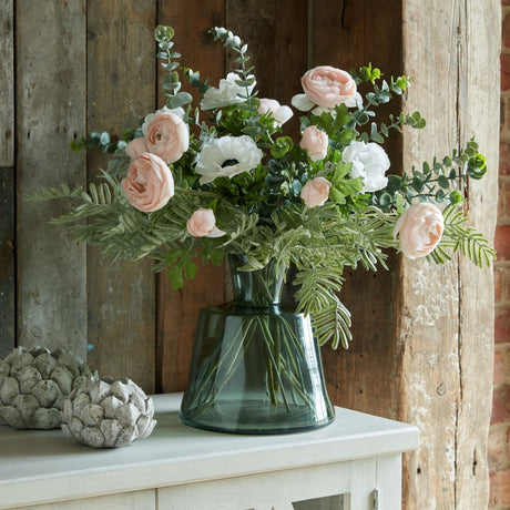 Smoked Sage Glass Large Ellipse Vase - Glass Vases for Flowers UK Luxury Home Decor Garden & Outdoor And Gifts