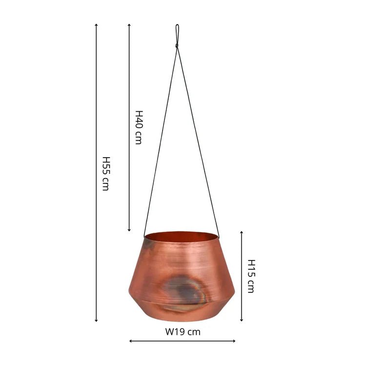 Soho Indoor Hanging Planter Copper w/Leather Strap - Aged Finish, Waterproof Quality Home Decor Garden & Outdoor Living and Gifts