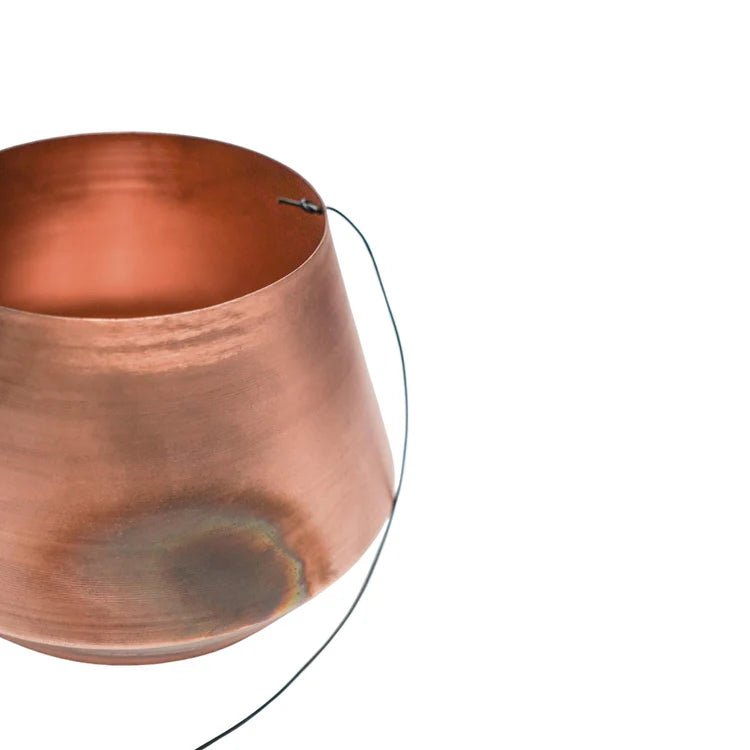 Soho Indoor Hanging Planter Copper w/Leather Strap - Aged Finish, Waterproof, Lightweight Quality Home Decor Garden & Outdoor Living and Gifts