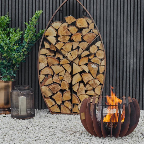Solis Small Garden Modern Fire Pit/Bowl Steel in Rust Finish - Frost Resistant UV Stable Quality Home Decor Garden & Outdoor Living and Gifts