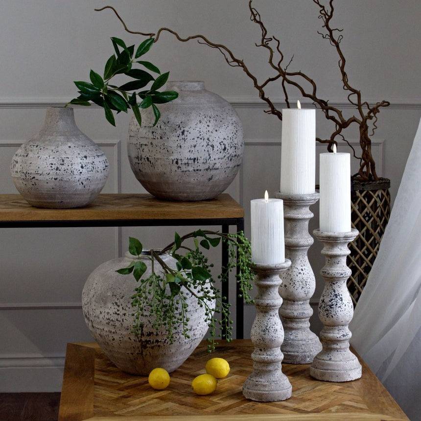 Stone Ceramic Column Candle Holder - Designer Luxury Candle Holders Luxury Home Decor Garden & Outdoor And Gifts