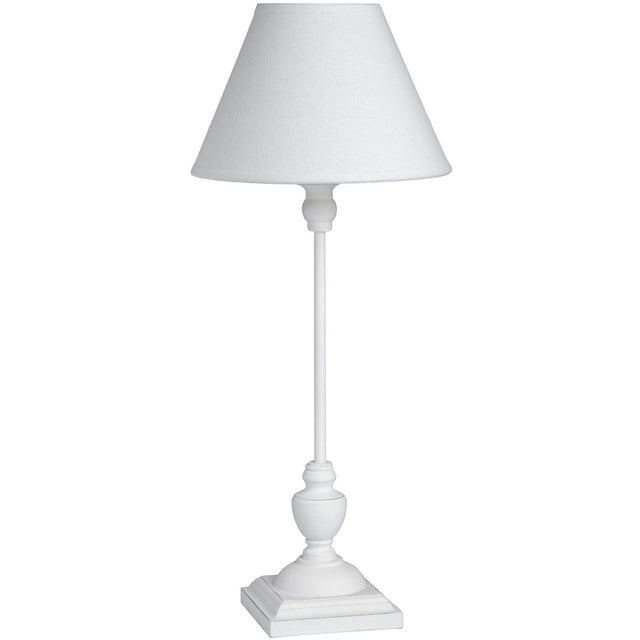 Symi White Slim Distressed Wooden Table Lamp - Stylish Table Lamps UK Luxury Home Decor Garden & Outdoor And Gifts
