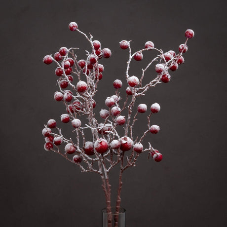 Tall Snow Kissed Red Berries - Realistic Artificial Flower Single Stem Luxury Home Decor Garden & Outdoor And Gifts
