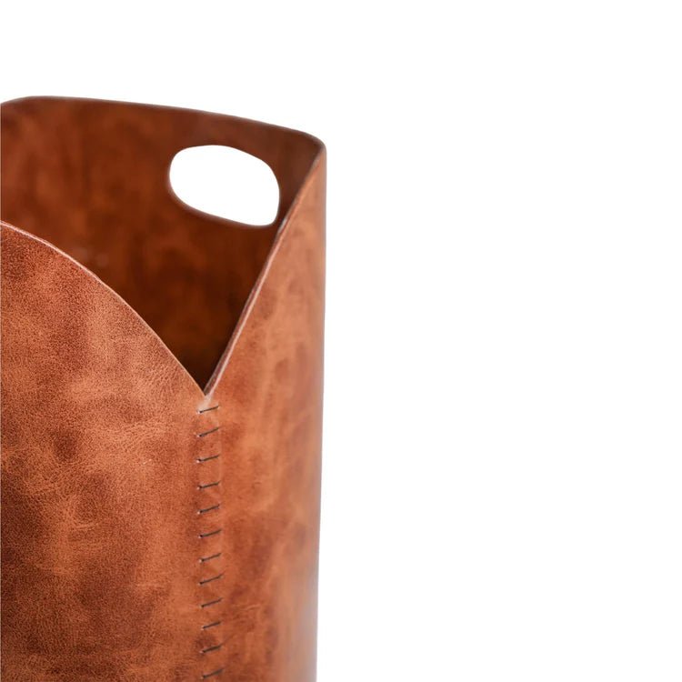 Tan Faux Leather Log Bucket H30cm W40cm Luxury Home Decor Garden & Outdoor And Gifts