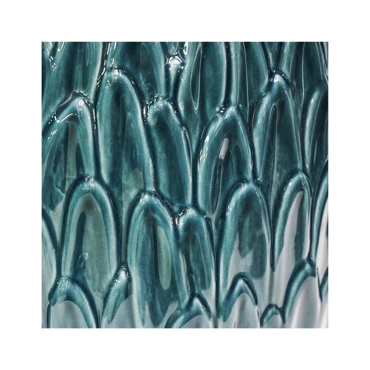 Teal Blue Leaf Embossed Indoor Pot Planter Luxury Home Decor Garden & Outdoor And Gifts
