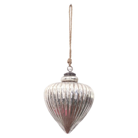 Antique Silver Large Teardrop Glass Bauble - Luxury Decorations & Ornaments Luxury Home Decor Garden & Outdoor And Gifts